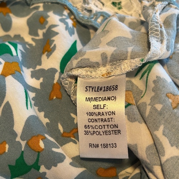 Staccato Teal Floral White Lace Trim Lightweight Tank Top Size M - Picture 6 of 8